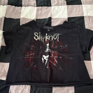Slipknot Women's Black Graphic Distressed Crop Top